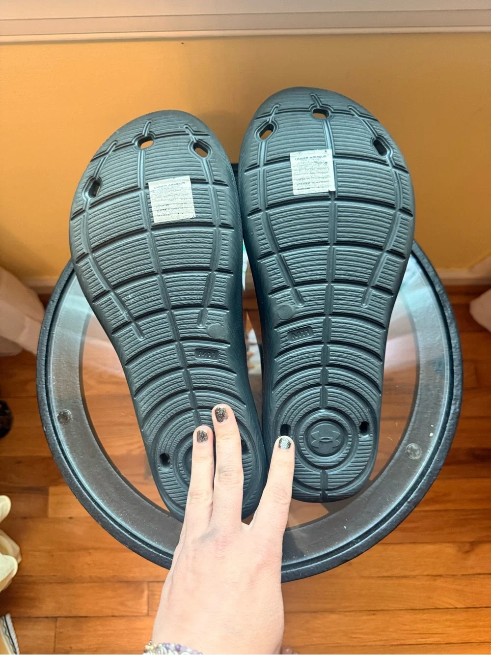 Under Armour Mens Black Slide Sandals with White Logo Size 11